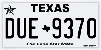 TX license plate DUE9370