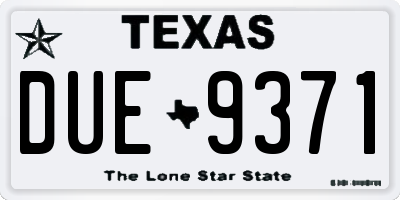 TX license plate DUE9371
