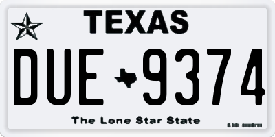 TX license plate DUE9374