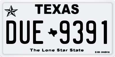 TX license plate DUE9391