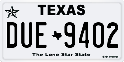 TX license plate DUE9402