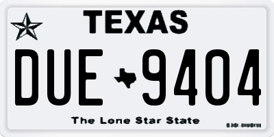 TX license plate DUE9404