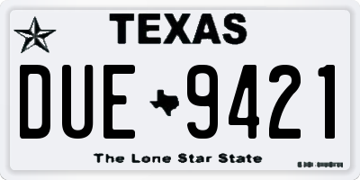 TX license plate DUE9421