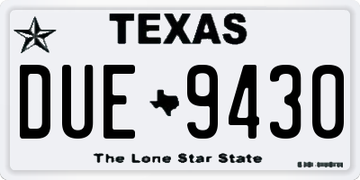 TX license plate DUE9430