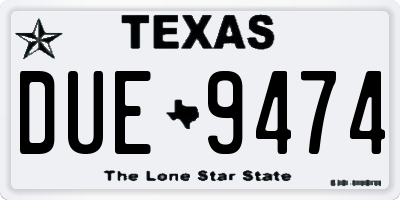 TX license plate DUE9474
