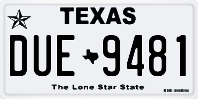 TX license plate DUE9481