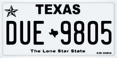 TX license plate DUE9805