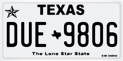 TX license plate DUE9806