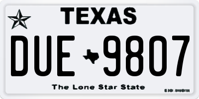 TX license plate DUE9807