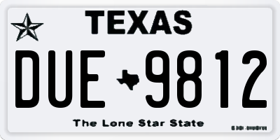 TX license plate DUE9812