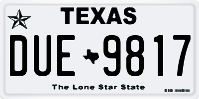 TX license plate DUE9817