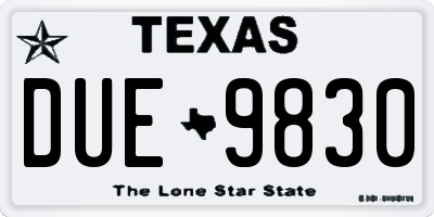 TX license plate DUE9830