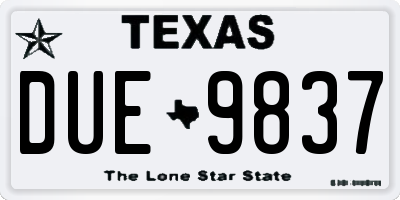 TX license plate DUE9837