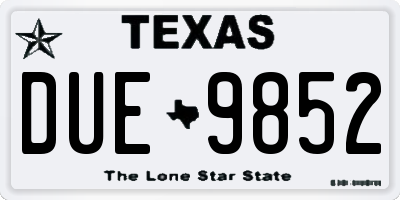TX license plate DUE9852