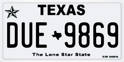 TX license plate DUE9869