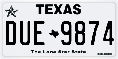 TX license plate DUE9874