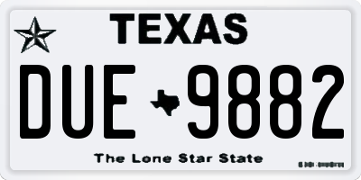 TX license plate DUE9882