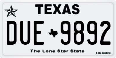 TX license plate DUE9892