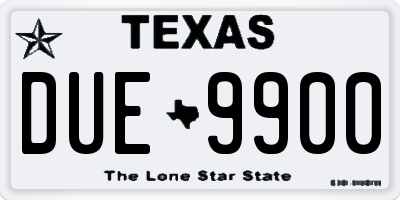 TX license plate DUE9900