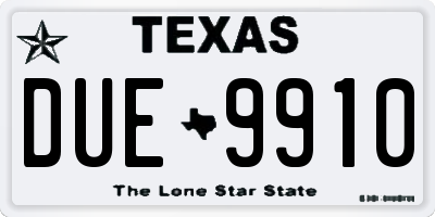 TX license plate DUE9910