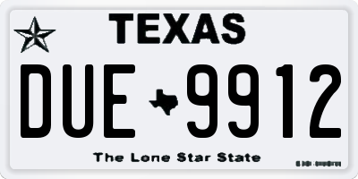 TX license plate DUE9912