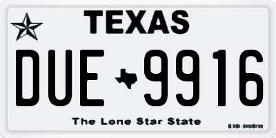 TX license plate DUE9916