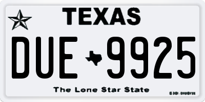 TX license plate DUE9925