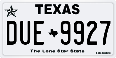 TX license plate DUE9927