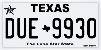 TX license plate DUE9930