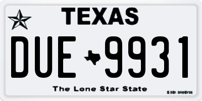 TX license plate DUE9931