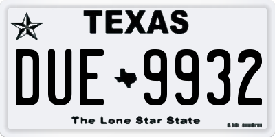 TX license plate DUE9932