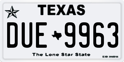 TX license plate DUE9963