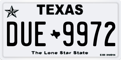 TX license plate DUE9972