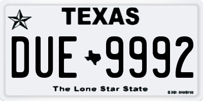 TX license plate DUE9992