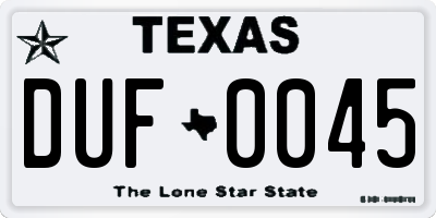 TX license plate DUF0045