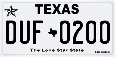 TX license plate DUF0200