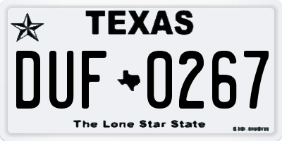 TX license plate DUF0267