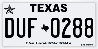TX license plate DUF0288