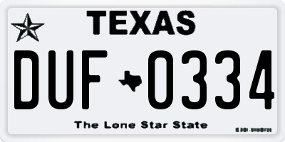 TX license plate DUF0334