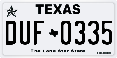 TX license plate DUF0335