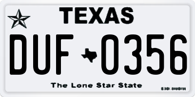 TX license plate DUF0356