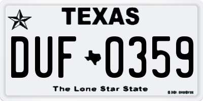 TX license plate DUF0359