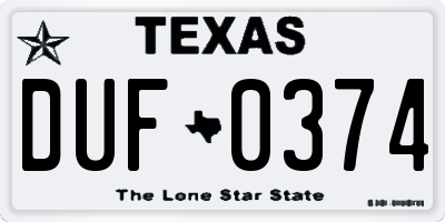 TX license plate DUF0374