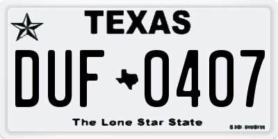 TX license plate DUF0407