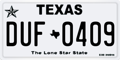 TX license plate DUF0409