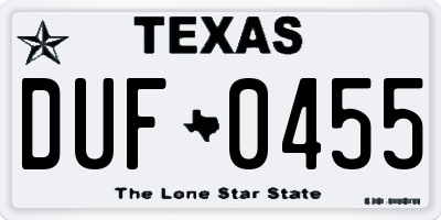 TX license plate DUF0455