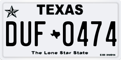TX license plate DUF0474