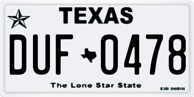 TX license plate DUF0478