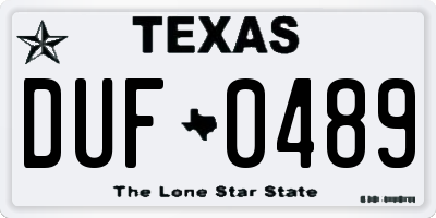TX license plate DUF0489
