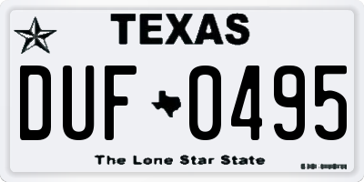 TX license plate DUF0495